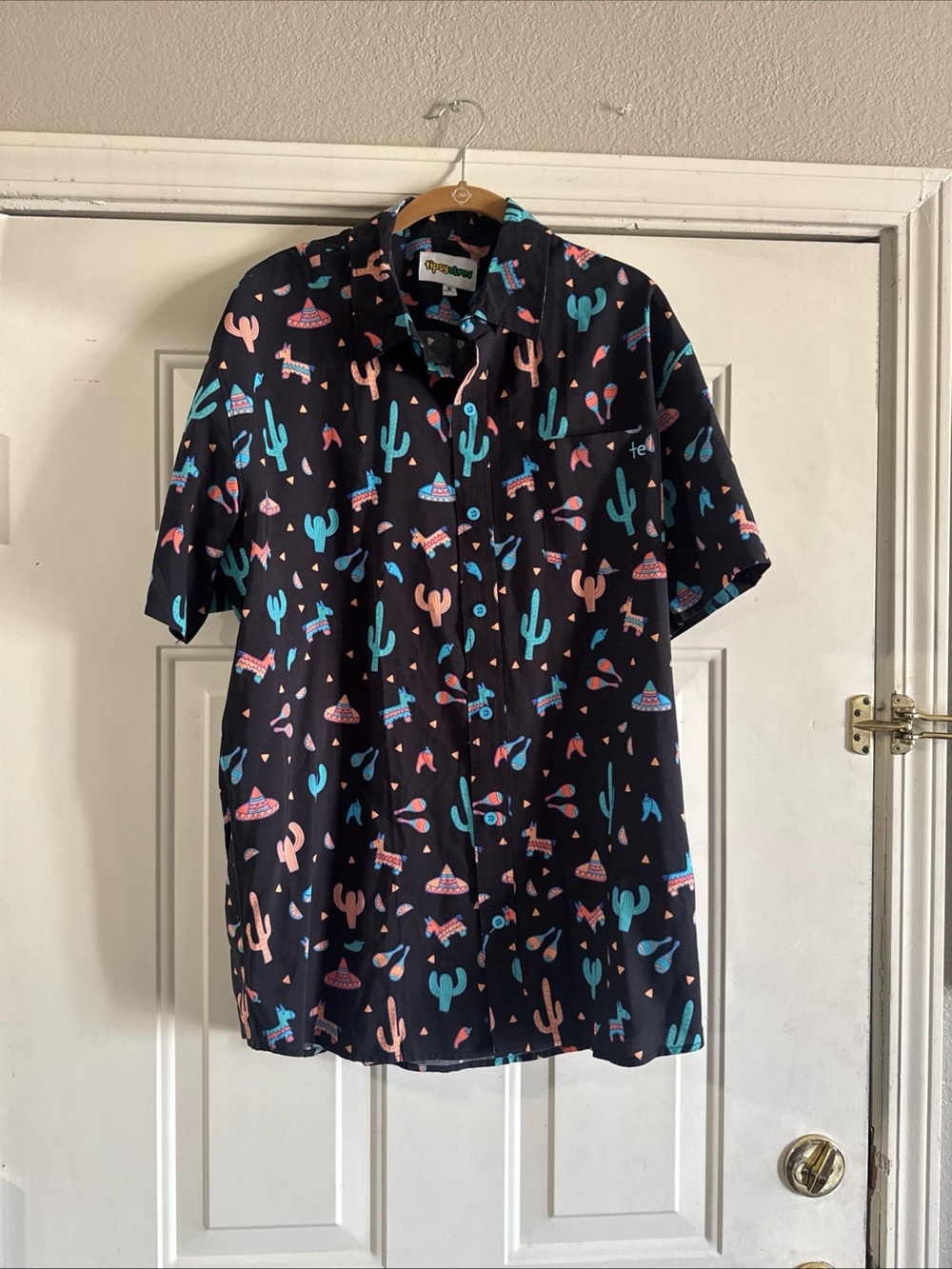Tipsy Elves Button Up Shirt Black Cactus Sombreros Hawaiian BRAND NEW*